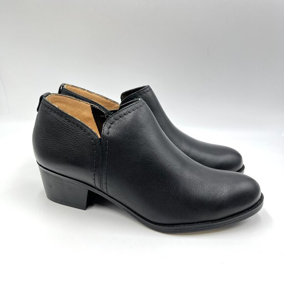Naturalizer Womens Zarie Black Leather Low Cut Ankle Boots Booties Shooties - Picture 1 of 13